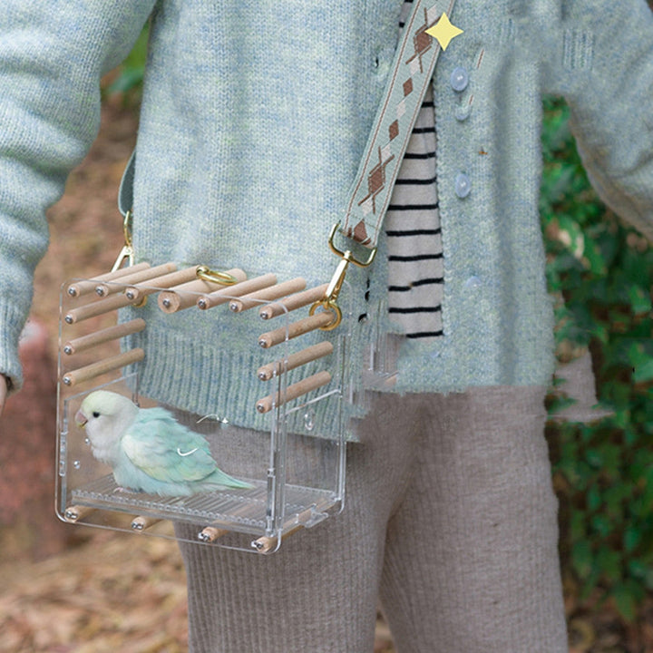 Transform Your Bird's Home with the Full Transparent Bird Cage Log Acrylic Parrot