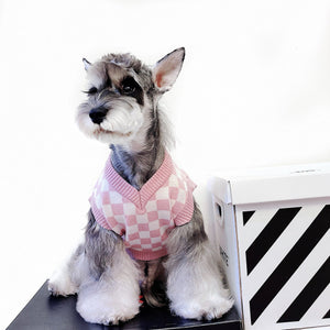 Elevate Your Pet's Style with Our Cute Checkerboard Vest Sweater