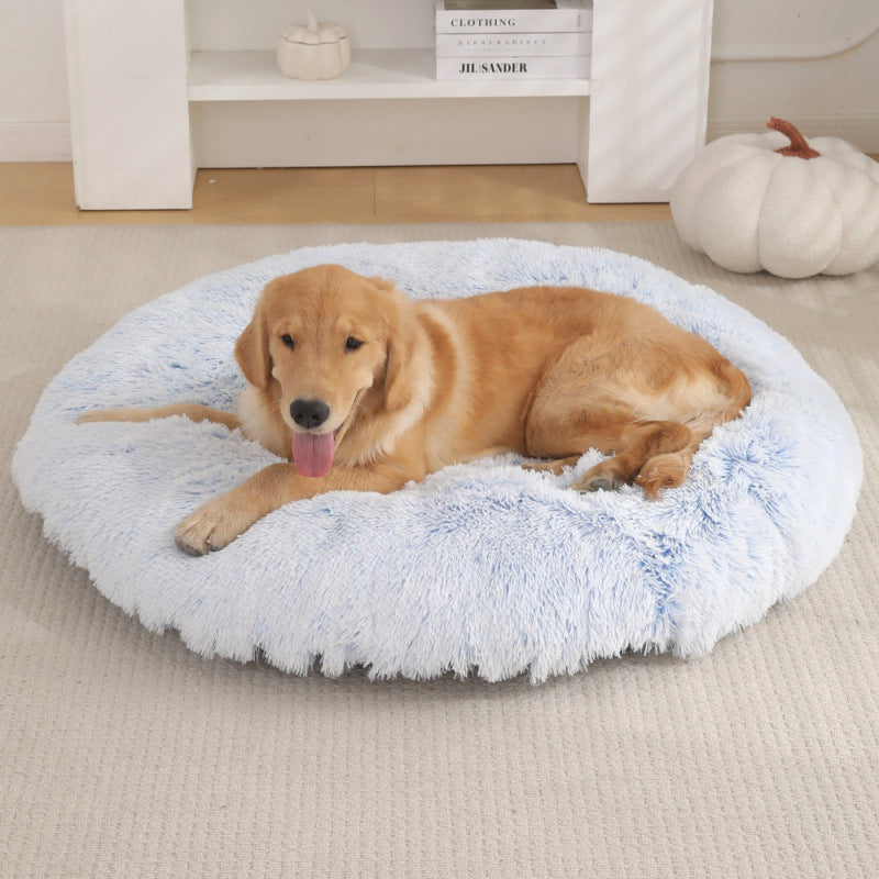 Round Pet Plush Warm Sleep Dog Bed