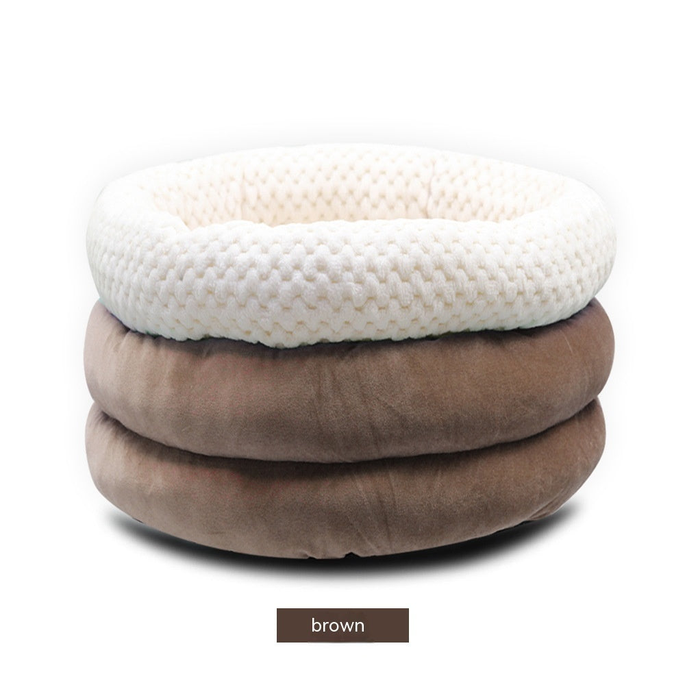 Semi-closed Round Ice Velvet Pet Sleep Bed