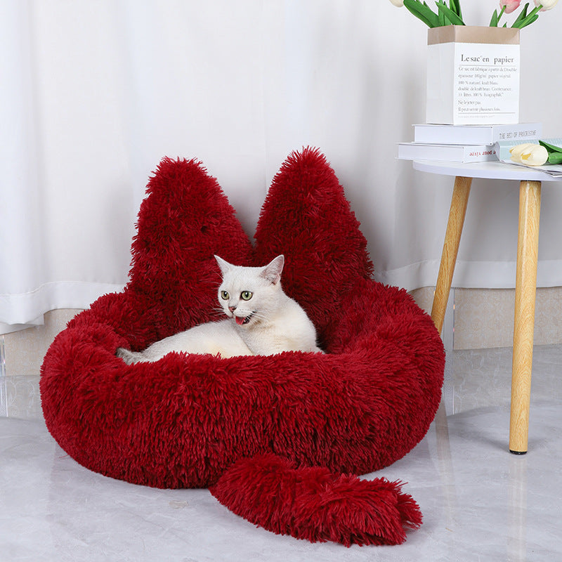 Winter Long Round Plush Pet Bed