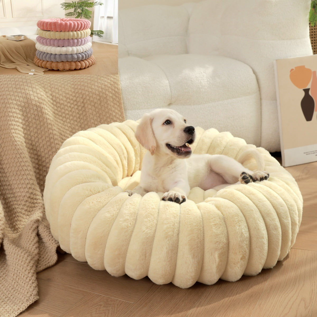 High Weight Rabbit Plush Long Hair Pet Bed
