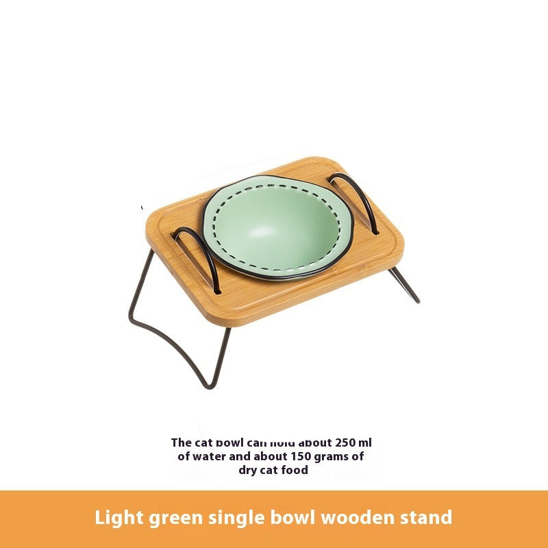 Pet Wooden Multi-functional Ceramic Bowl