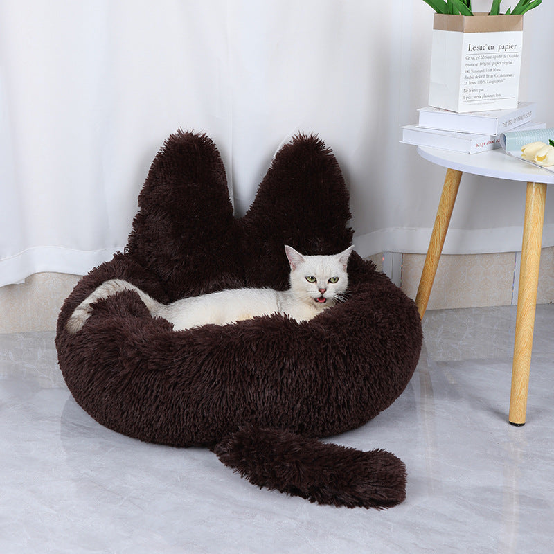Winter Long Round Plush Pet Bed