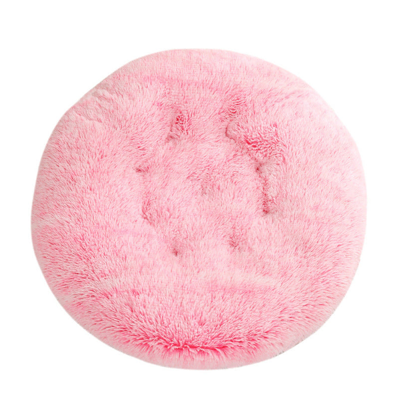 Round Pet Plush Warm Sleep Dog Bed