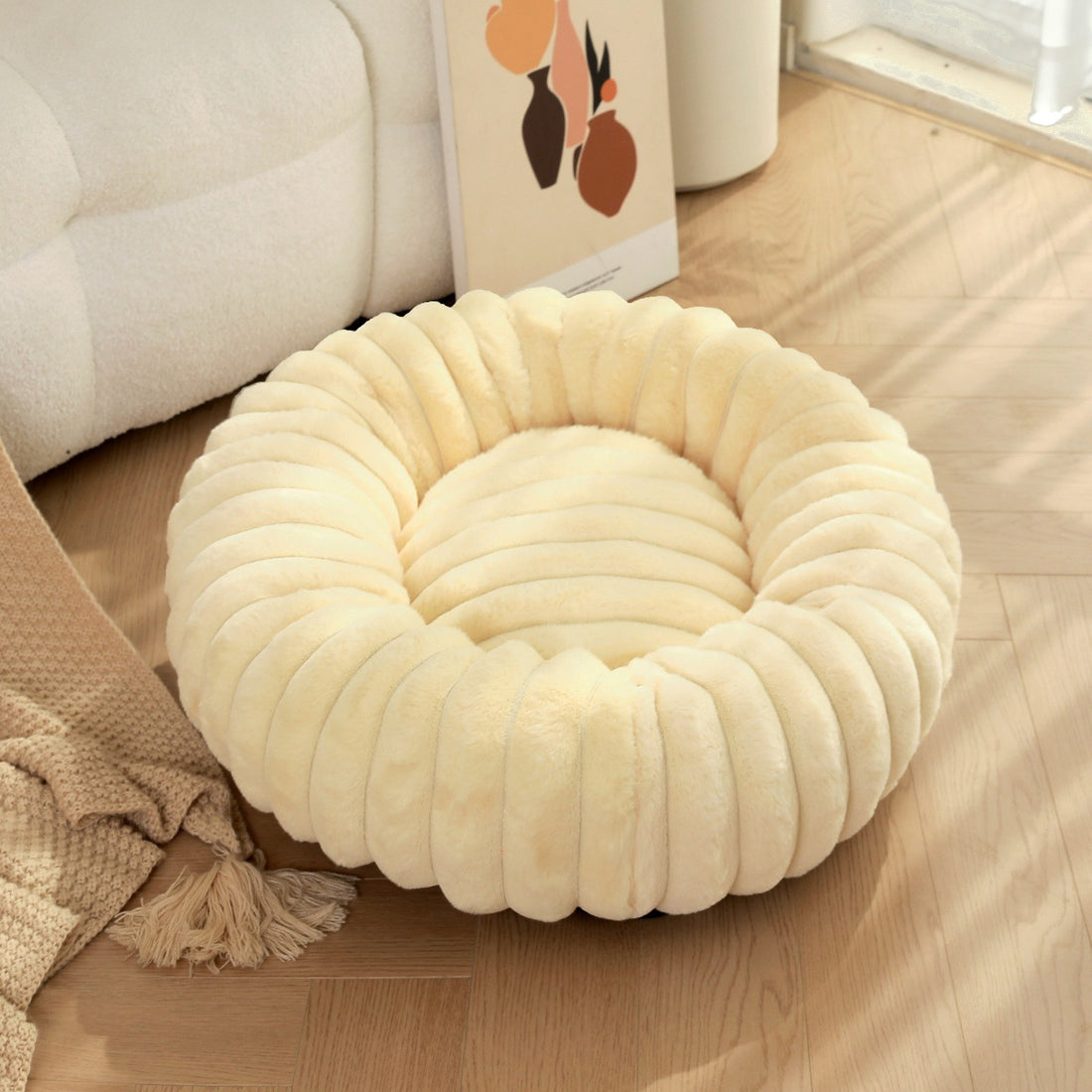 High Weight Rabbit Plush Long Hair Pet Bed