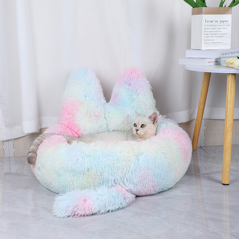 Winter Long Round Plush Pet Bed
