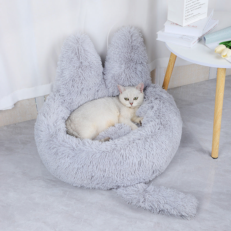 Winter Long Round Plush Pet Bed