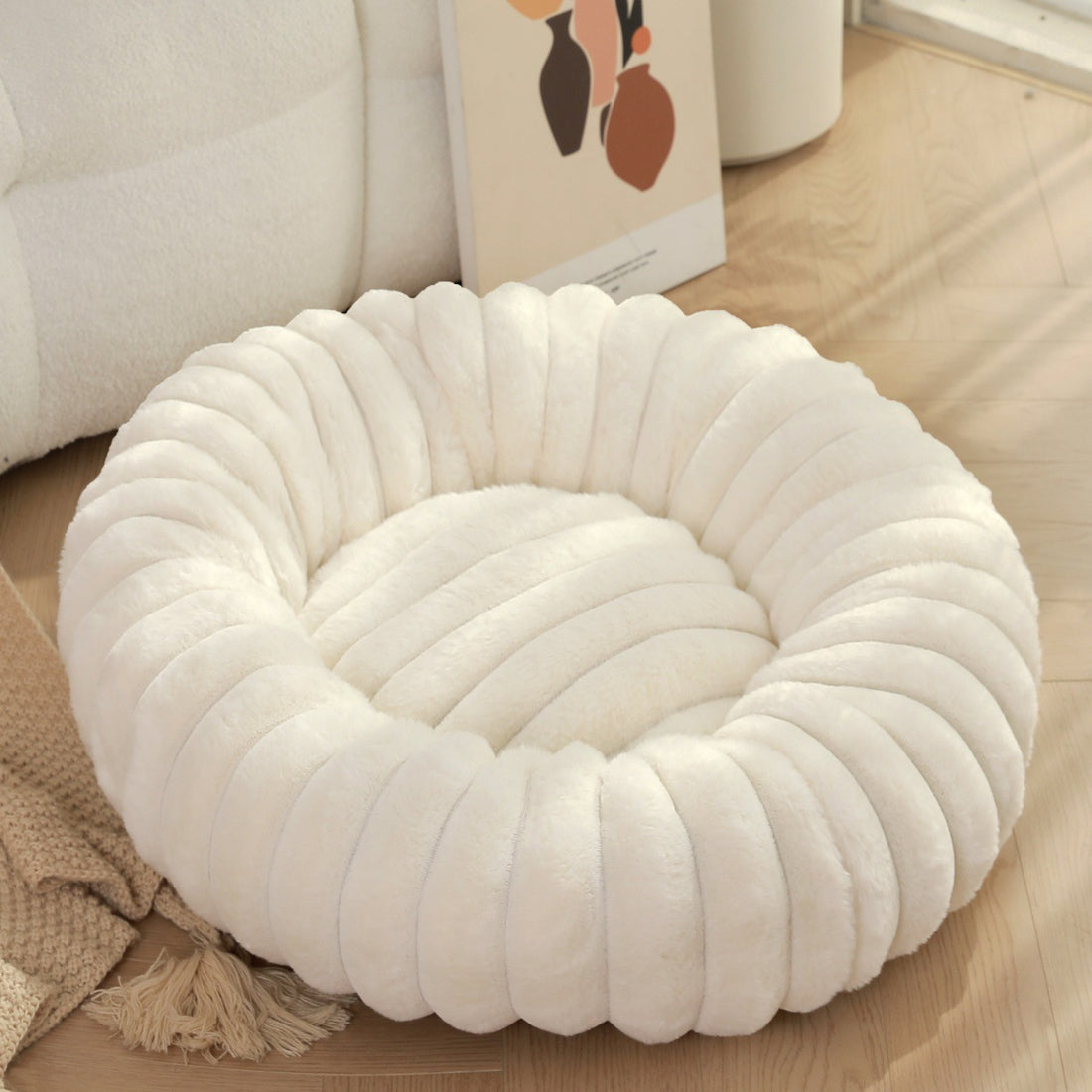 High Weight Rabbit Plush Long Hair Pet Bed