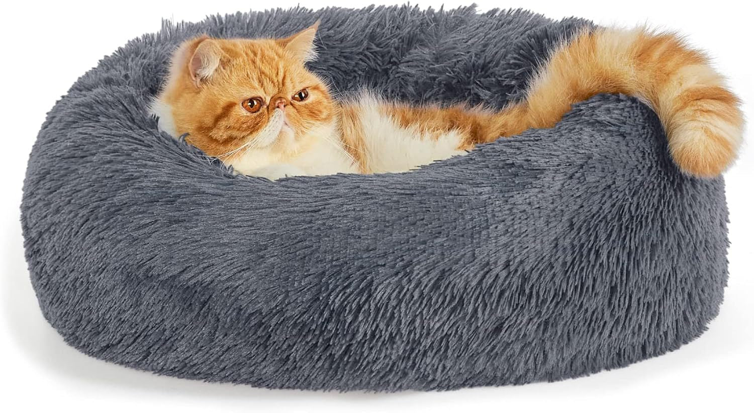 Indoor Solid Non-slip Round Fluffy Plush Pet Bed