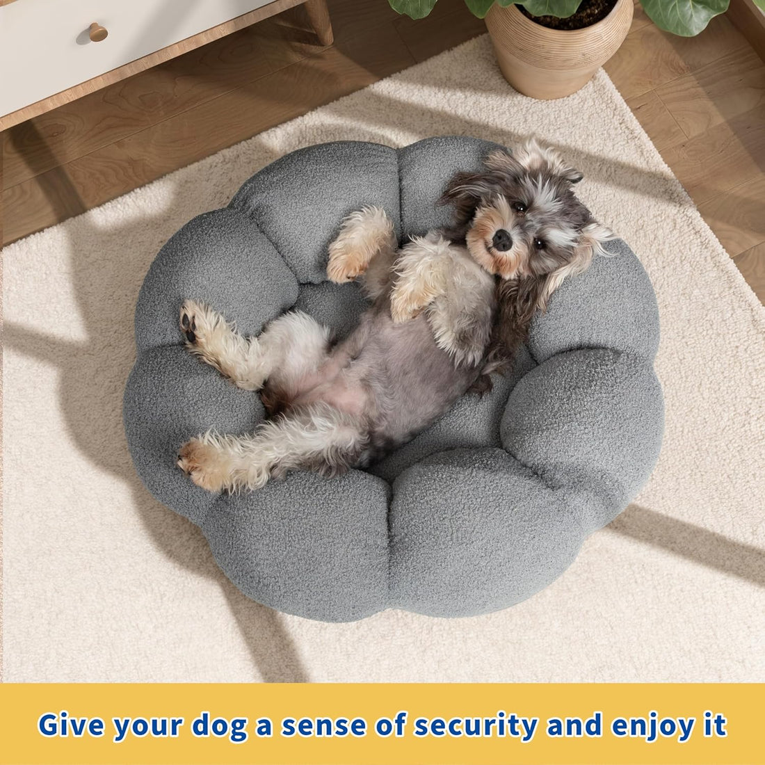 Calming Fluffy Flower Washable Pet Bed