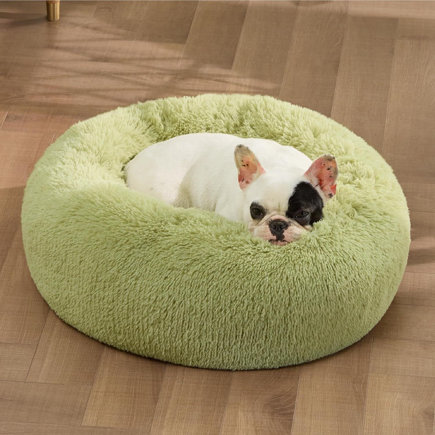 Indoor Solid Non-slip Round Fluffy Plush Pet Bed
