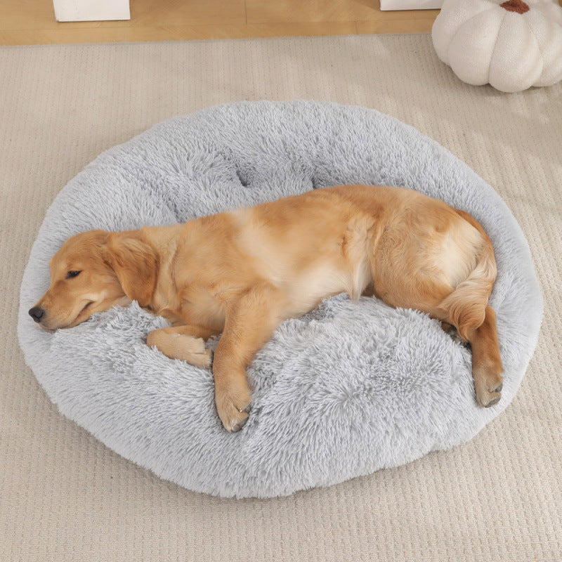 Round Pet Plush Warm Sleep Dog Bed