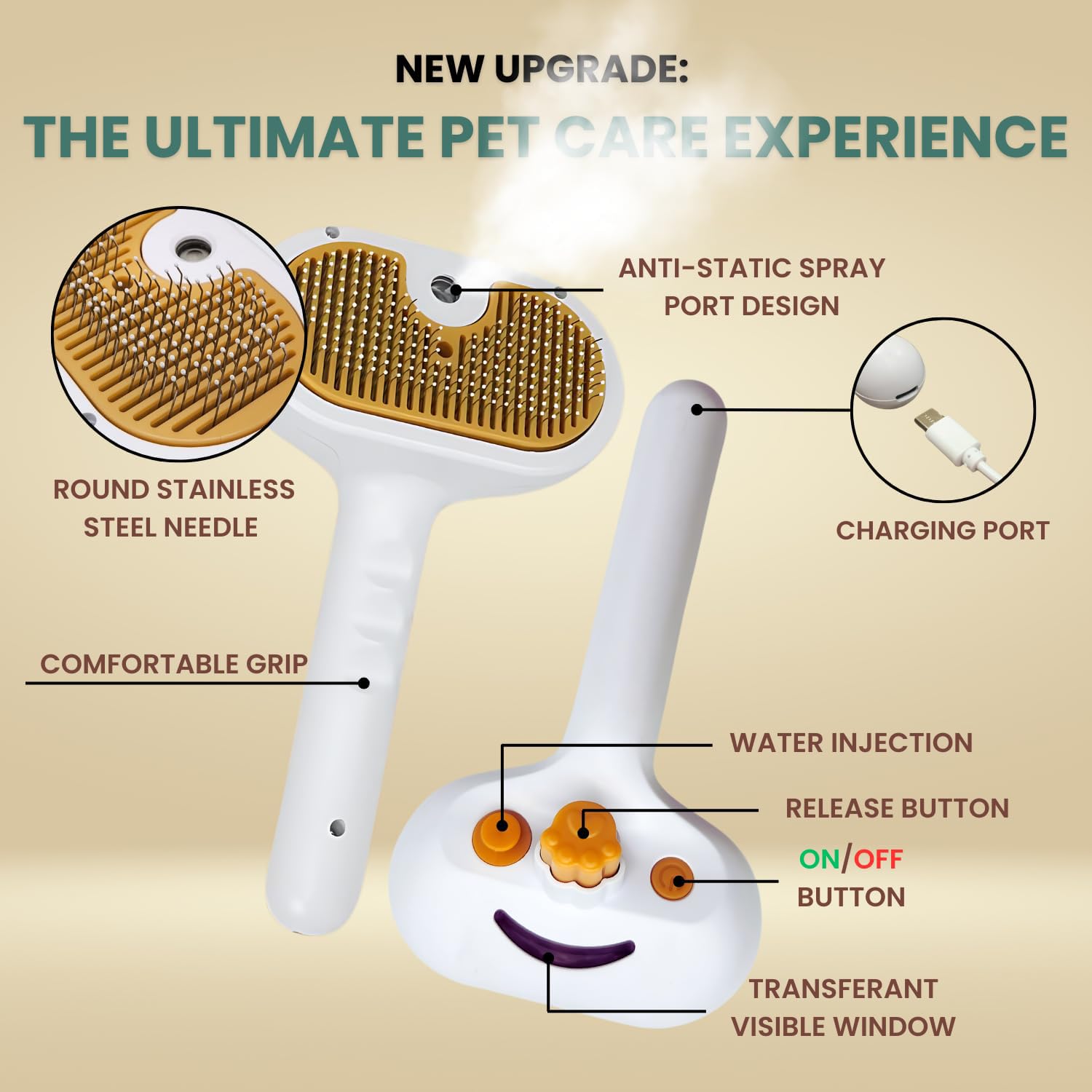 Pet Mist Brush For Short Long Haired Pets