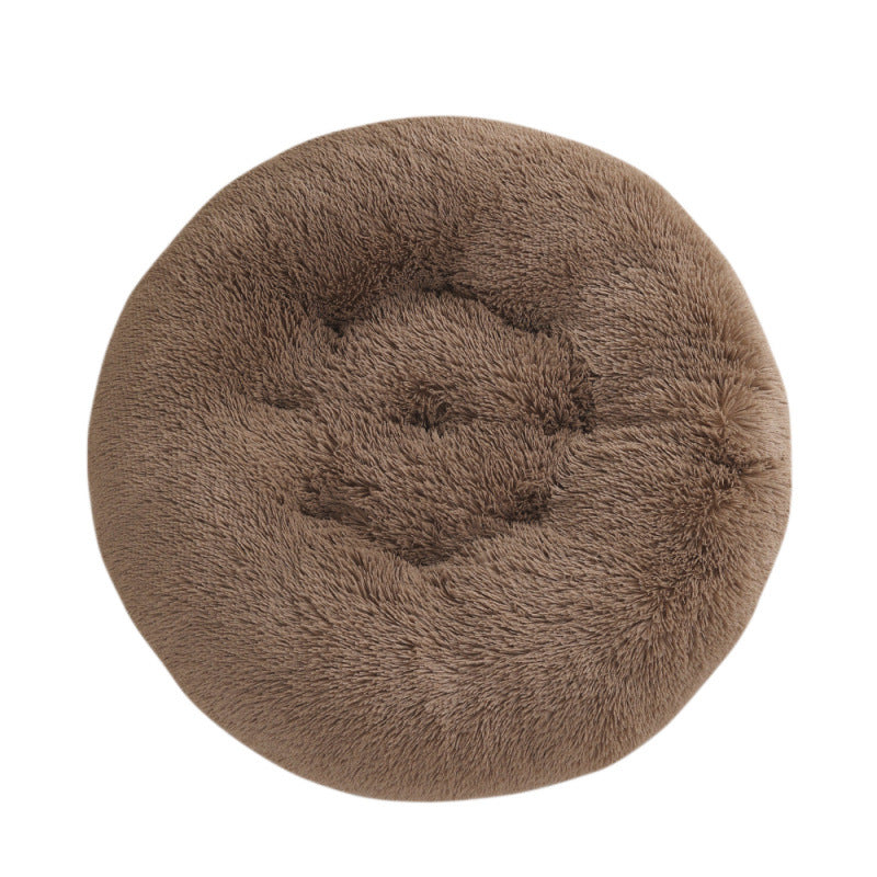 Round Pet Plush Warm Sleep Dog Bed