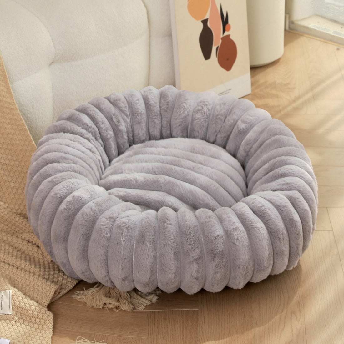 High Weight Rabbit Plush Long Hair Pet Bed