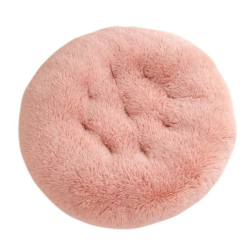Round Pet Plush Warm Sleep Dog Bed