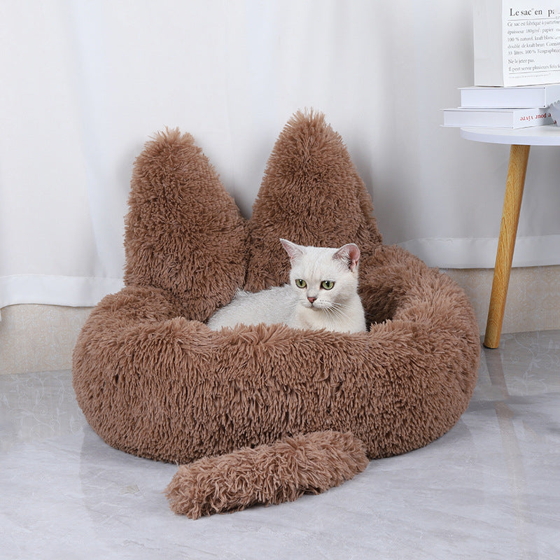Winter Long Round Plush Pet Bed