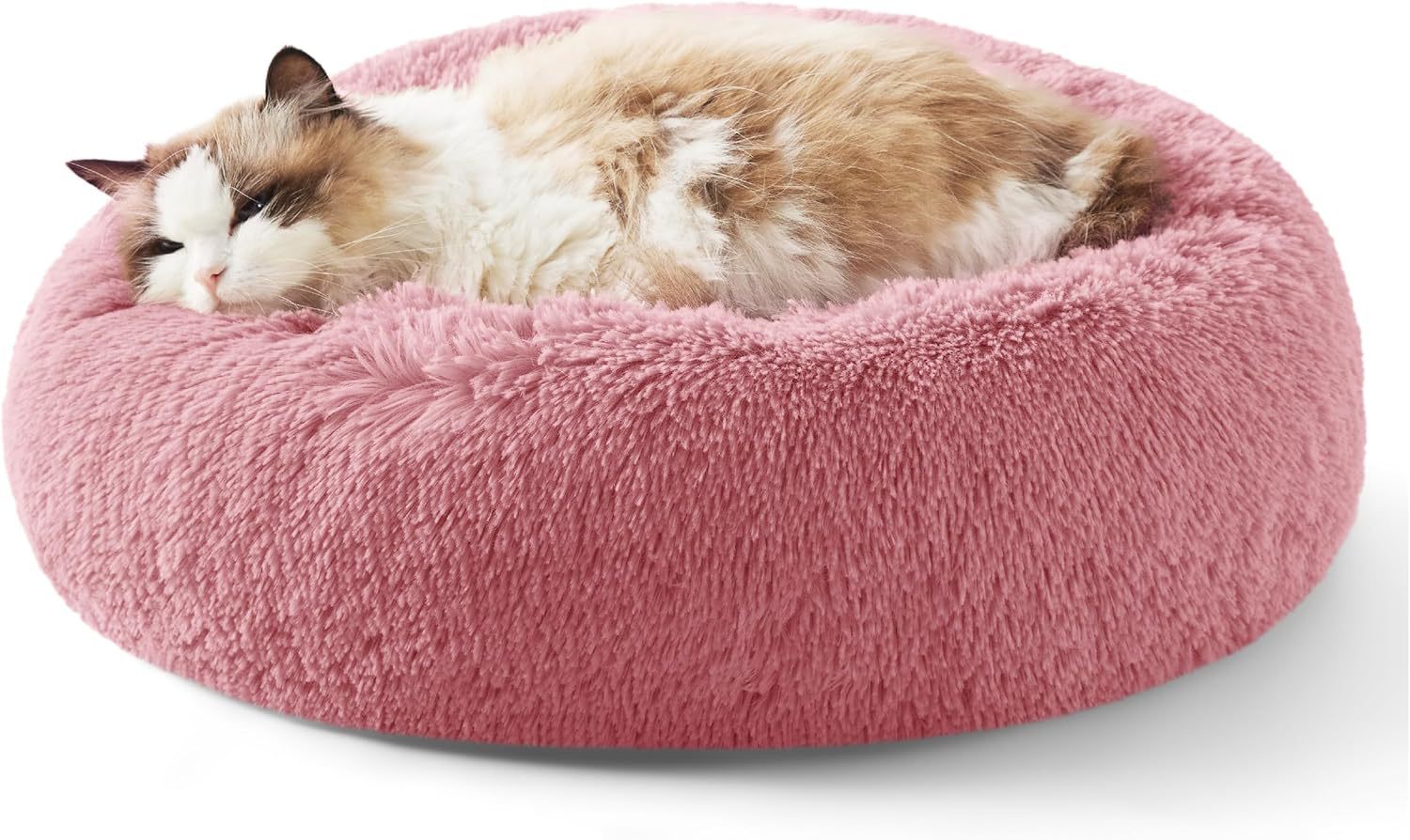 Indoor Solid Non-slip Round Fluffy Plush Pet Bed
