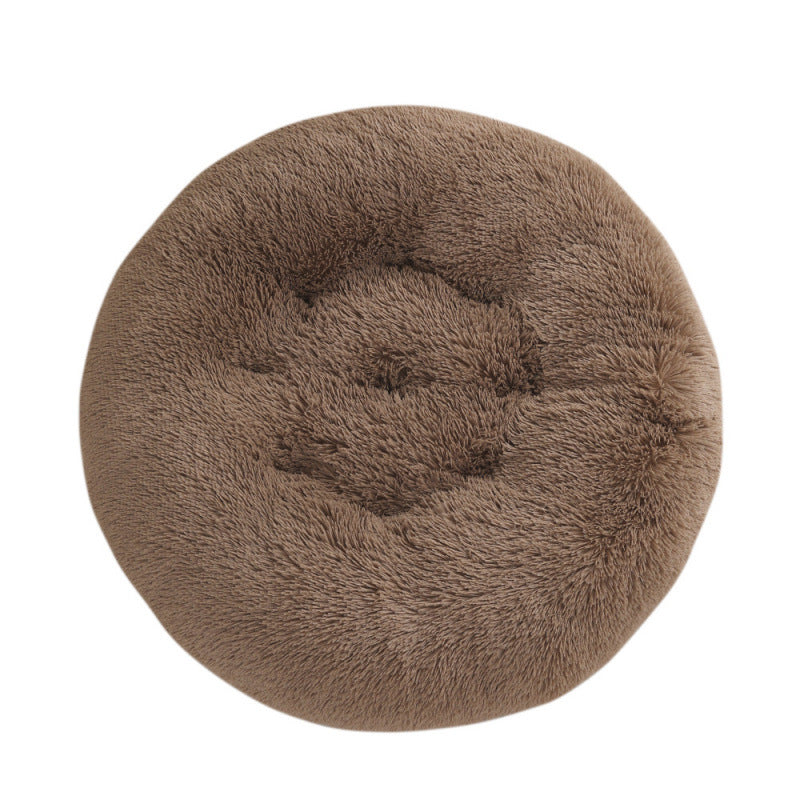 Round Pet Plush Warm Sleep Dog Bed
