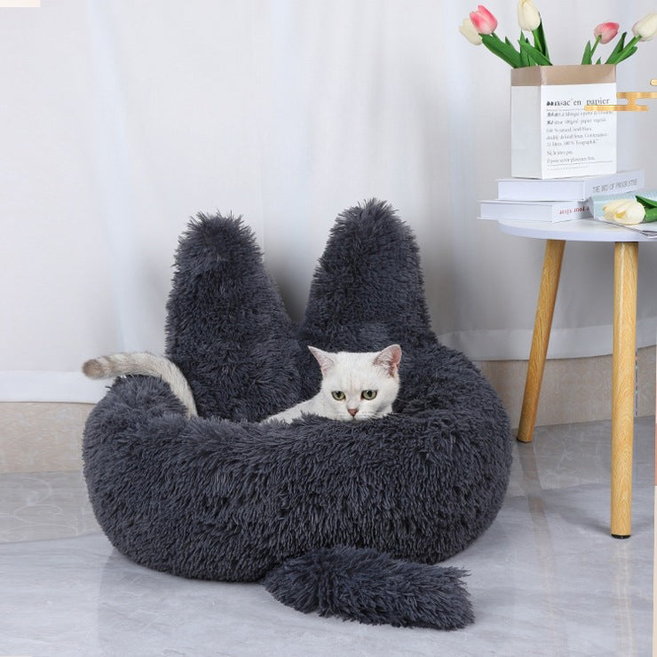 Winter Long Round Plush Pet Bed