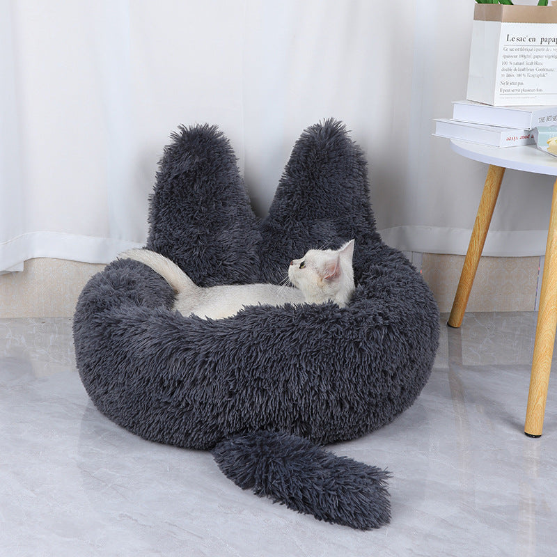 Winter Long Round Plush Pet Bed