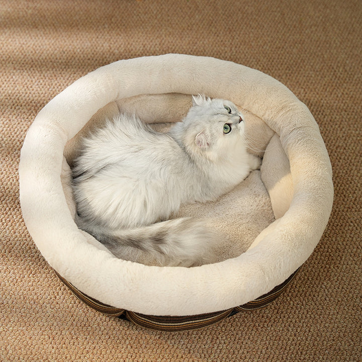 Linen Round Nest Non-slip Pet Bed