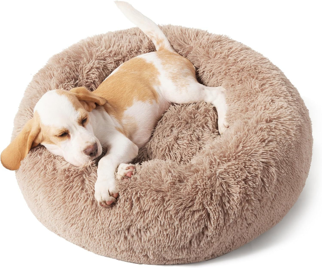 Indoor Solid Non-slip Round Fluffy Plush Pet Bed