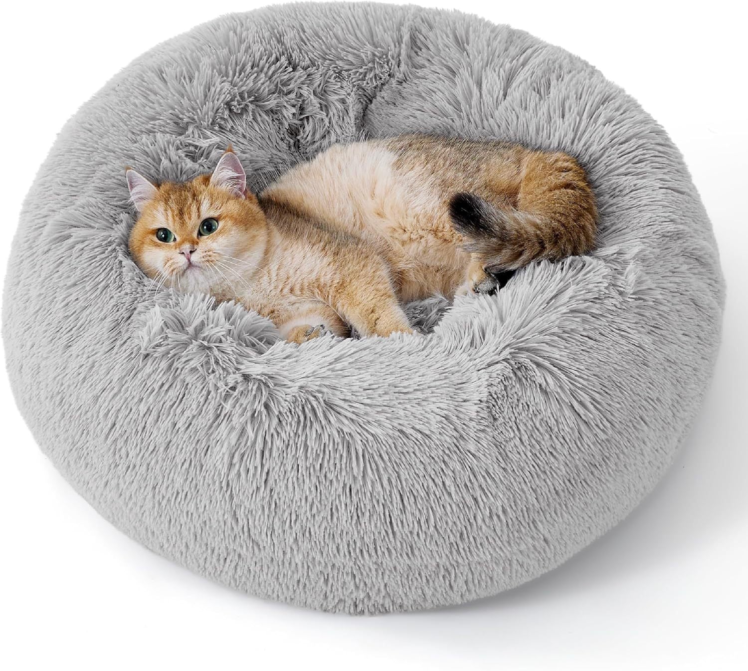Indoor Solid Non-slip Round Fluffy Plush Pet Bed