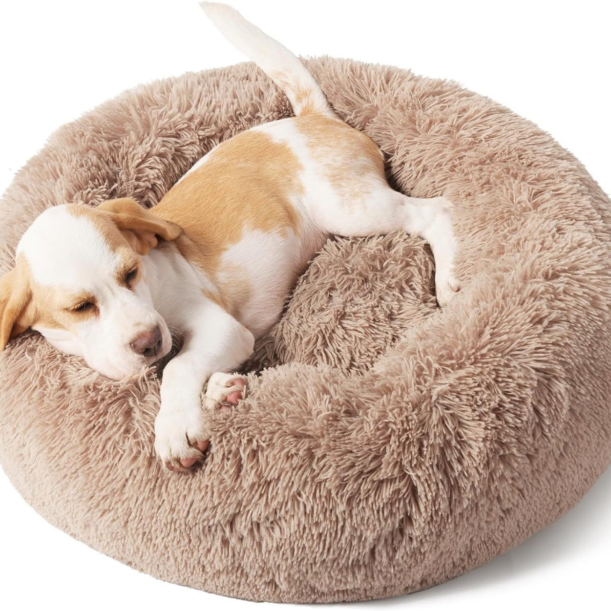 Indoor Solid Non-slip Round Fluffy Plush Pet Bed